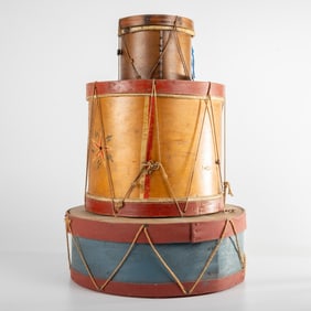 Three Folk Art Drum Decorative Items