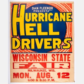 Vintage Hurricane Hell Drivers Poster