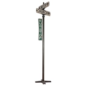 Street Sign Post with Bus Stop Sign