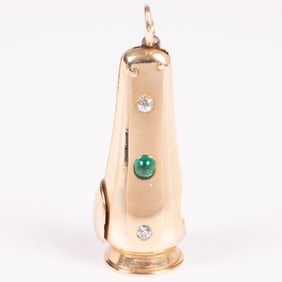 A 14 Kt. Yellow Gold and Metal Cigar Cutter Fob