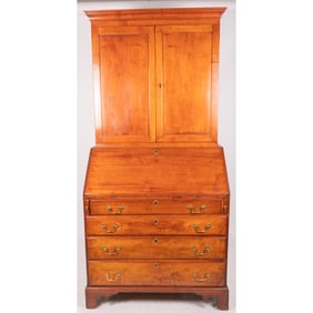 An American Chippendale Cherry and Maple Secretary Bookcase