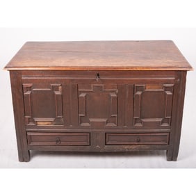 An English Oak Coffer Chest, 18th Century.