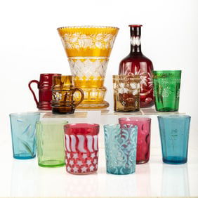 Group of Victorian Colored Glassware