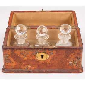 A French Leather Embossed Perfume Casket