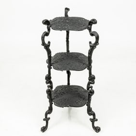 A French Cast Aluminum Etegere Plant Stand