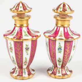 A Pair of Continental Hand Painted Perfume Bottles