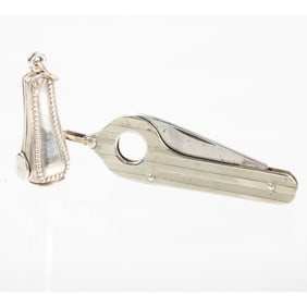 Two Sterling Silver and Metal Cigar Cutter Fobs.