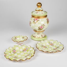 Mackenzie-Childs Sweet Pea Lidded and Footed Canister