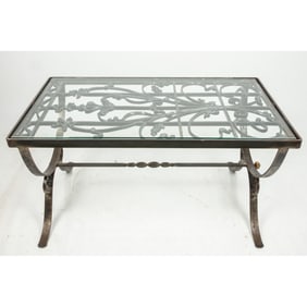A French Wrought Metal and Glass Low Table