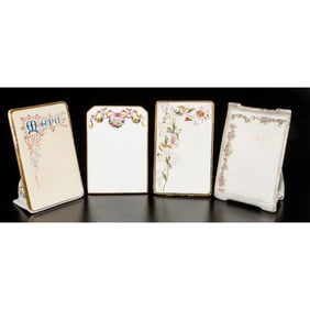 Four French and English Porcelain Menu Plaques