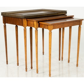 Regency Style Mahogany and Brass Nesting Tables