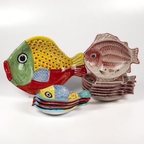 A Group of Vietri Stoneware Fish Plates