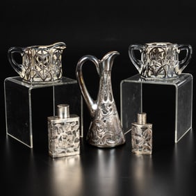 Mexican Silver Overlay Tableware