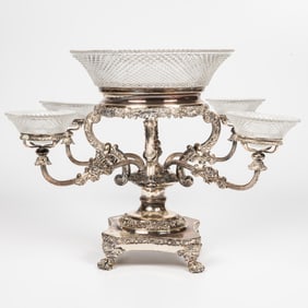 Silver Plated and Brilliant Cut Crystal Epergne