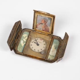 Gilt Sterling Locket Travel Clock