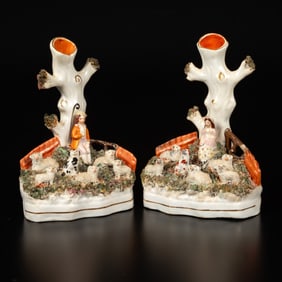 Pair of Staffordshire Spill Vases