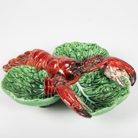 Pair of Portuguese Lobster on Cabbage Serving Plates