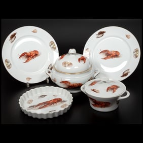Josef Kuba, Bavaria Lobster Porcelain Serving Items
