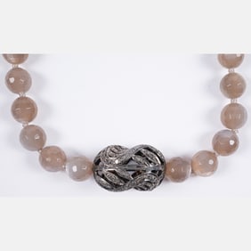 Beaded Glass & Diamond Bead Necklace