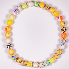 Florian Ladstaetter Hand Painted Wooden Bead Necklace