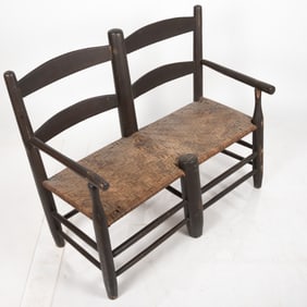 Rustic Diminutive Painted Pine Child's Bench