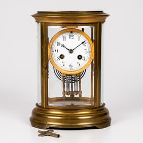 Spalding and Co. Gilt Brass and Glass Mantle Clock