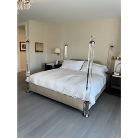 King Size Lucite and Brass Bed