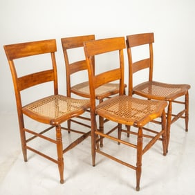 Four American Cherry Turned Wood Side Chairs