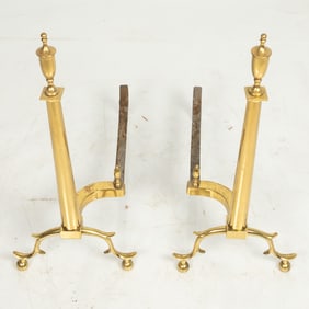 Pair of Federal Style Brass Andirons
