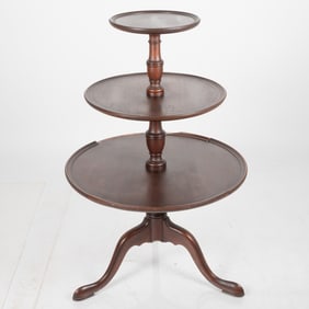 Queen Anne Style Mahogany Dumb Waiter Table