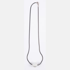 Pearl Bead And Blackened Chain Necklace