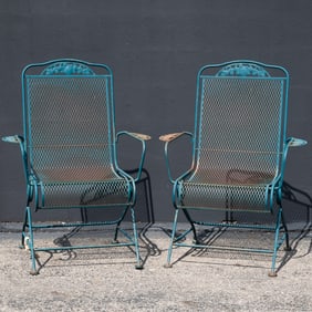 Wrought Metal Spring Rocking Arm Chairs