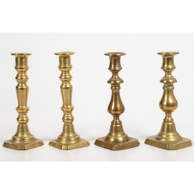 Two Pairs of Brass Candlesticks