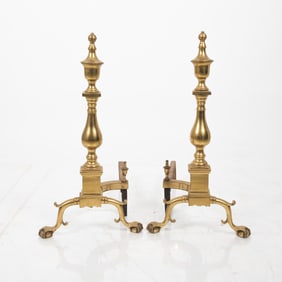 Pair of Federal Style Brass Andirons
