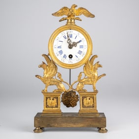 French Empire Style Ormolo Portico Mantle Clock