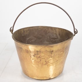 Rustic Brass and Wrought Iron Handled Bucket