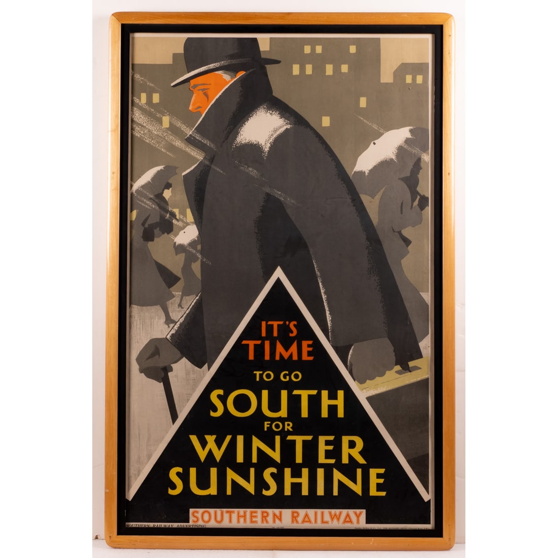 It's Time to Go South For Winter Sunshine: It's Time to Go South For Winter Sunshine, Leonard Cusden (British, 1898 - 1979), 1931 Issued by the Southern Railway, Great Britain. 1931. Paper laid on muslin, Published by Sanders Phillips & Co. Lt