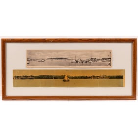 Two Framed Panoramic Put-in-Bay Post Cards