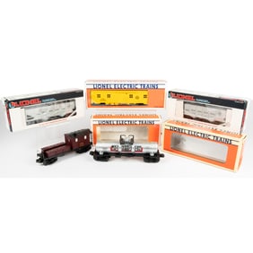 Five Lionel Train Cars, O and O27 Gauge