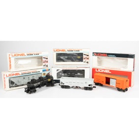 Six Lionel Train Cars, O and O27 Gauge