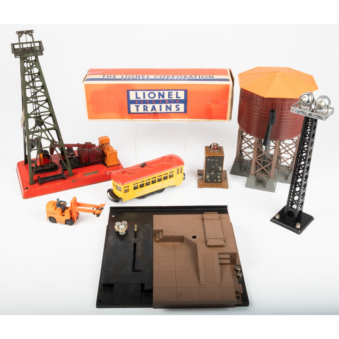 Railroad Accessories: Floodlights, Trolley & Switches (1 of 6)
