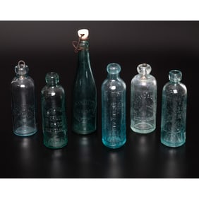 Six Antique Cleveland Glass Bottles