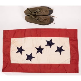 WWII Blue Star Banner and Pair of Jungle Sneakers