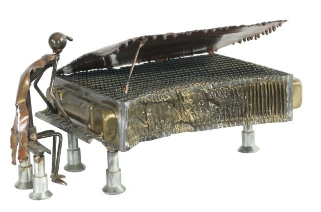 Sonny Dalton (1933-2011) Grand Piano Player, Mixed medi: Sonny Dalton (1933-2011) Grand Piano Player, Mixed media metal sculpture, Signed and dated 1993. Dimensions: h: 6.5 x w: 11.5 x d: 8.5 in. *** Please inquire for shipping estimate prior to bidding. Sh