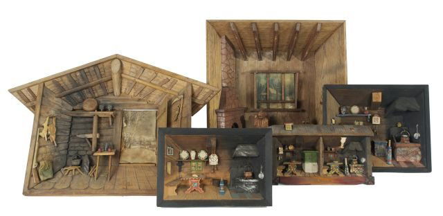 A Group of Five German Dioramas, 20th Century.: A Group of Five German Dioramas, 20th Century. Largest: h: 12 x w: 18 x d: 1.5 in. *** Please inquire for shipping estimate prior to bidding. Shipping costs may exceed item values. ***
