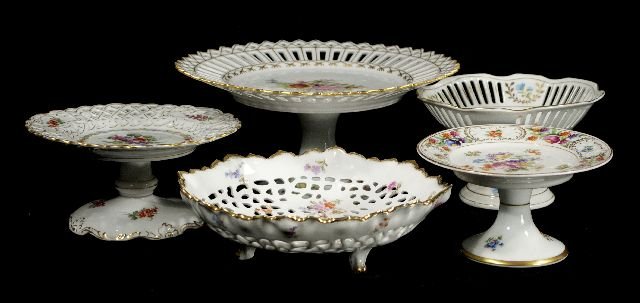 A Collection of German and Bavarian Porcelain Compotes,: A Collection of German and Bavarian Porcelain Compotes, 20th Century. *** Please inquire for shipping estimate prior to bidding. Shipping costs may exceed item values. ***