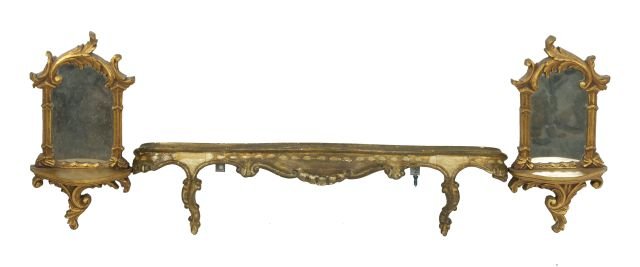 A Group of Three Gilt Carved Wood Brackets, 20th Centur: A Group of Three Gilt Carved Wood Brackets, 20th Century. *** Please inquire for shipping estimate prior to bidding. Shipping costs may exceed item values. ***