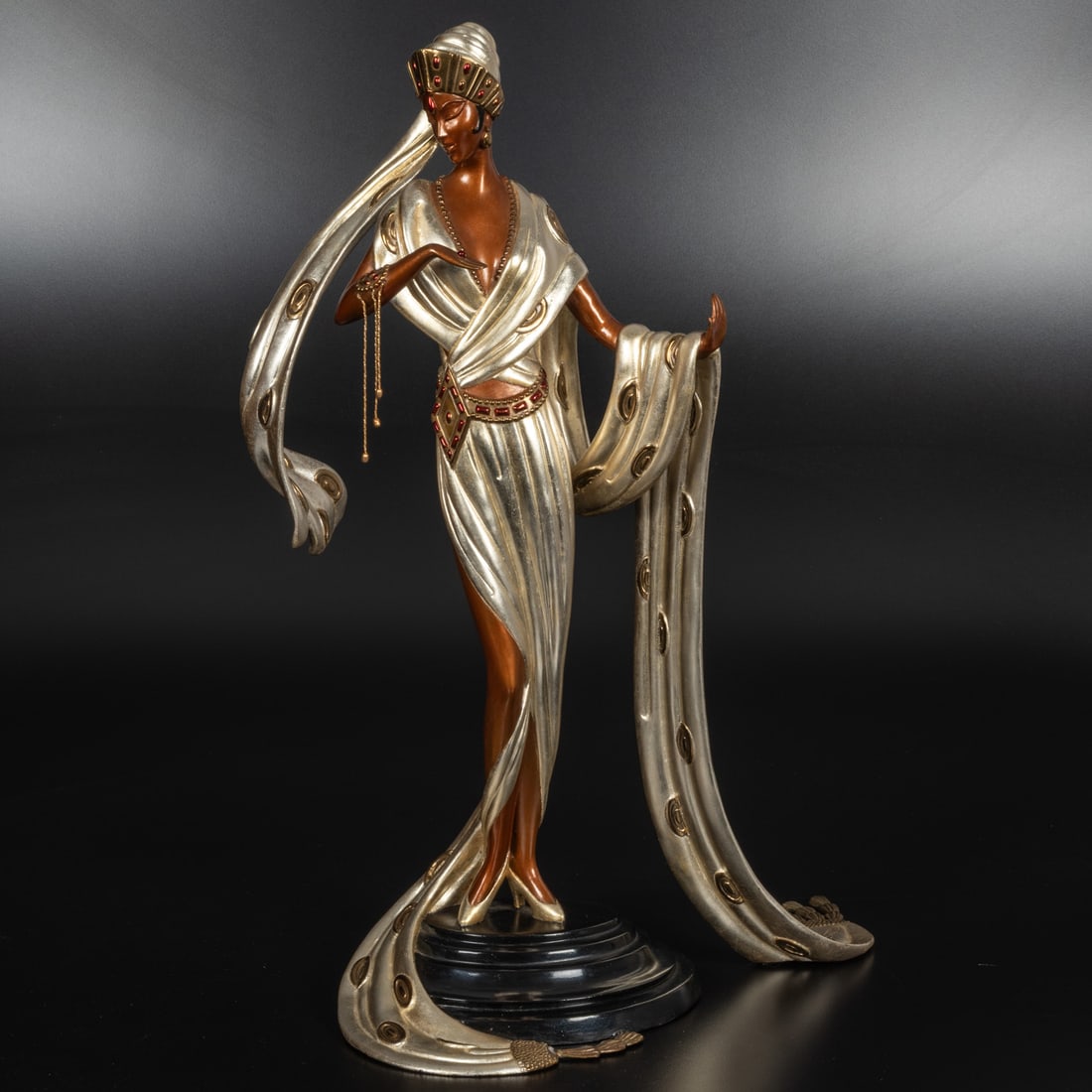 Erte (Romain De Tirtoff) (French/Russian, 1892-1990): Erte (Romain De Tirtoff) (French/Russian, 1892-1990) Scheherazade, Bronze, Numbered 391/500, Seven Arts Ltd, London. H: 19 1/2 W: 12 1/2 D: 6 3/4 in.