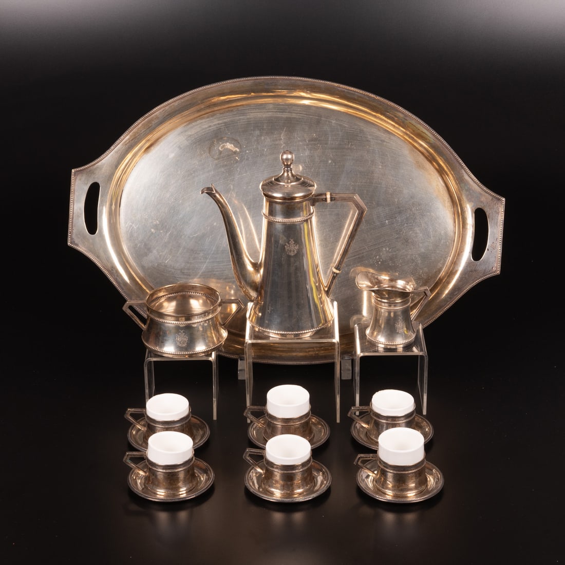 German 800 Silver Espresso Coffee Set (1 of 8)