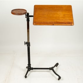 Victorian Oak and Cast Iron Adjustable Drafting Stand.